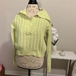 Lime Green Ribbed Women's Sweater